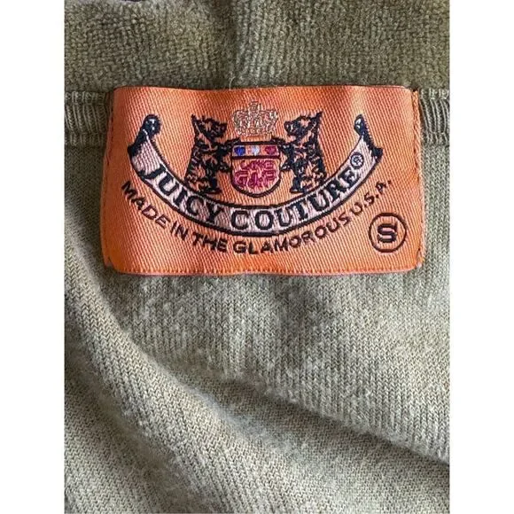 Vintage Juicy Couture Track Jacket S Brown Velour Spell Out Zip Hoodie Y2K USA - Picture 5 of 10